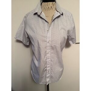 Ted Baker London Mens Short Sleeve Button Up Shirt Size 3 Geometric Pattern